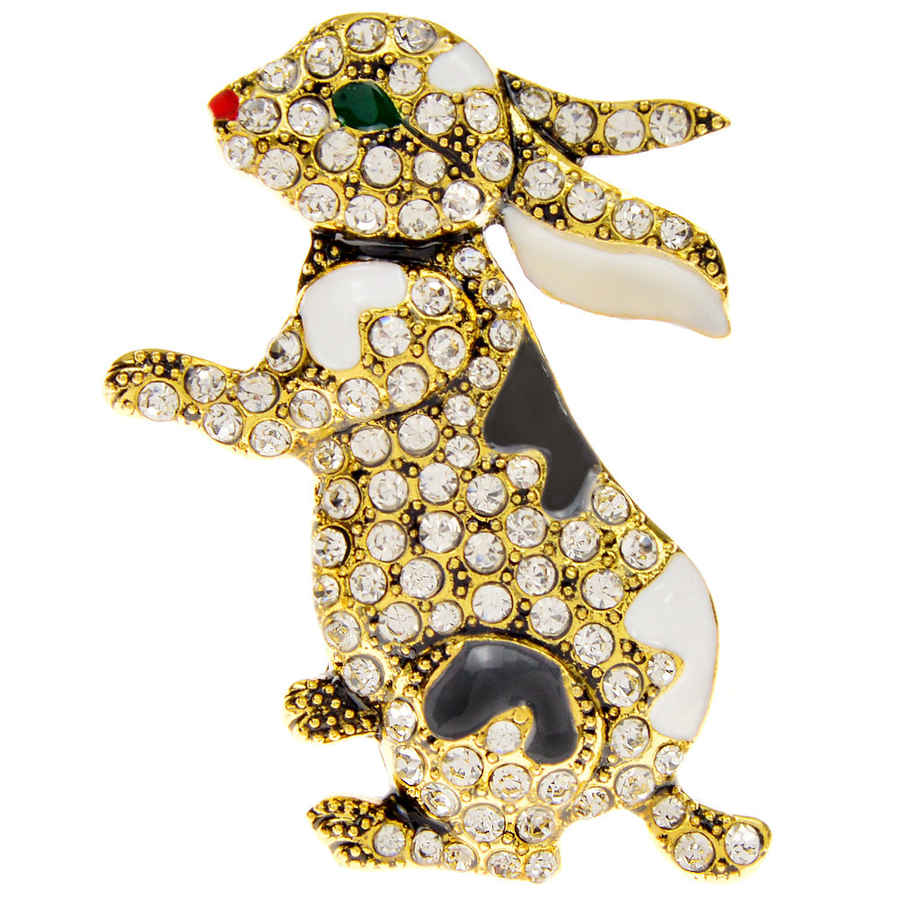 Diamant-Kaninchen-Brosche, Emaille, süße Cartoon-Anstecknadel, kleines Tier, Kleidung, Sternzeichen-Design, Corsage, Nische