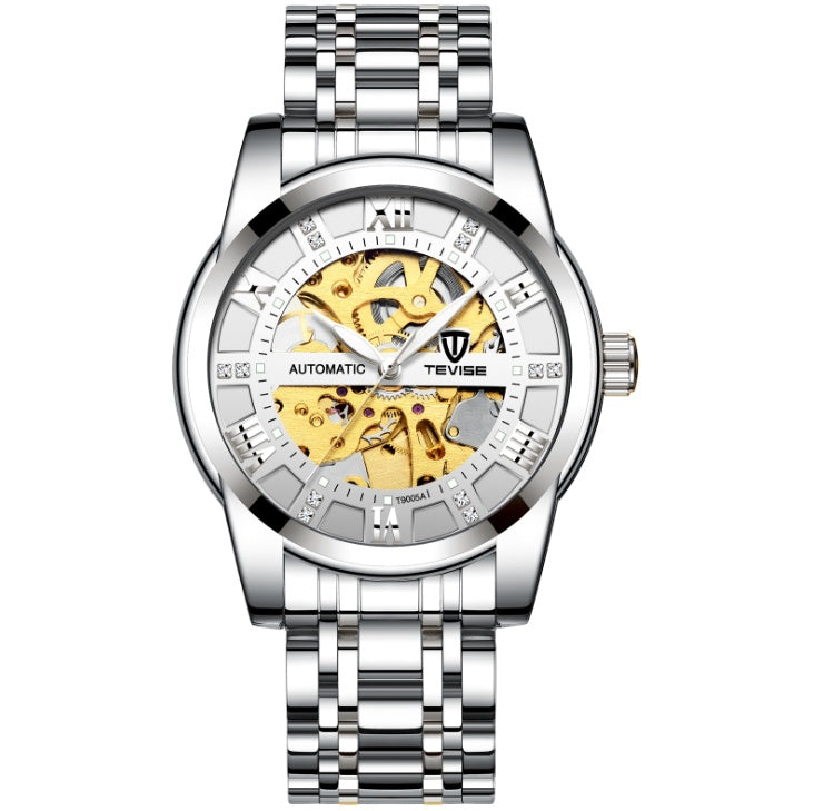 Herrenmodeuhr Mode Automatische mechanische Uhr Hohlzifferblatt Uhr Wasserdichte Herrenuhr