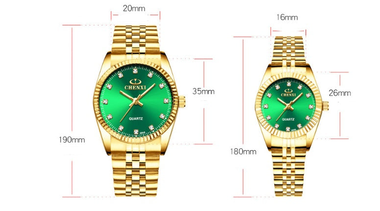 Reloj de pareja dorado para hombres