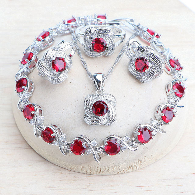 Blue Zirconia Women Jewelry Sets 925 Sterling Silver Wedding