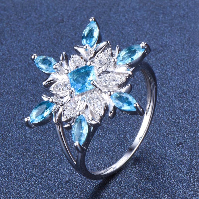 Neue Mode Blaue Stern Zirkon Blumenringe