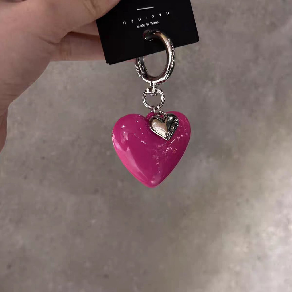 Llavero de corazón de partícula grande, colgante de paquete