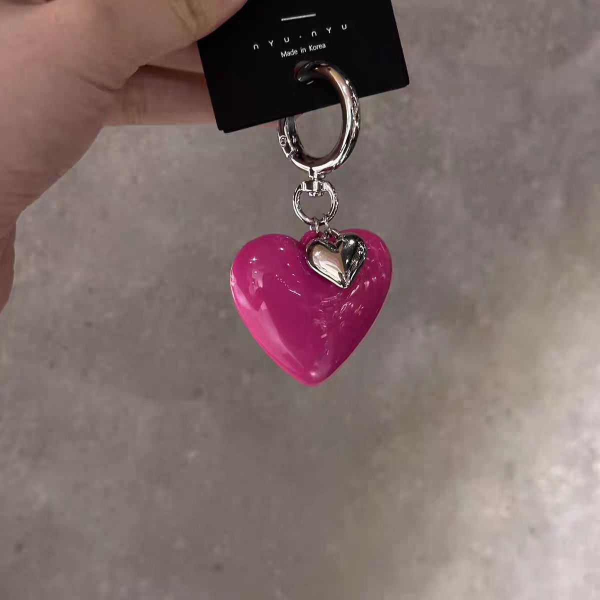 Llavero de corazón de partícula grande, colgante de paquete