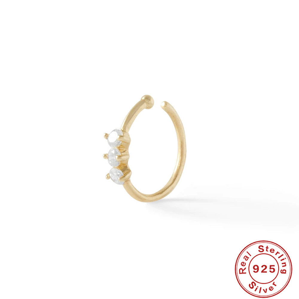 Anillo de Nariz de Plata Esterlina con Diamantes para Piercings Corporales