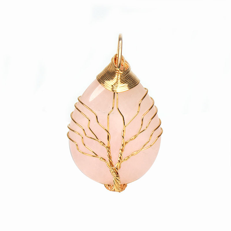 Collar de colgante de cristal tosco hecho a mano