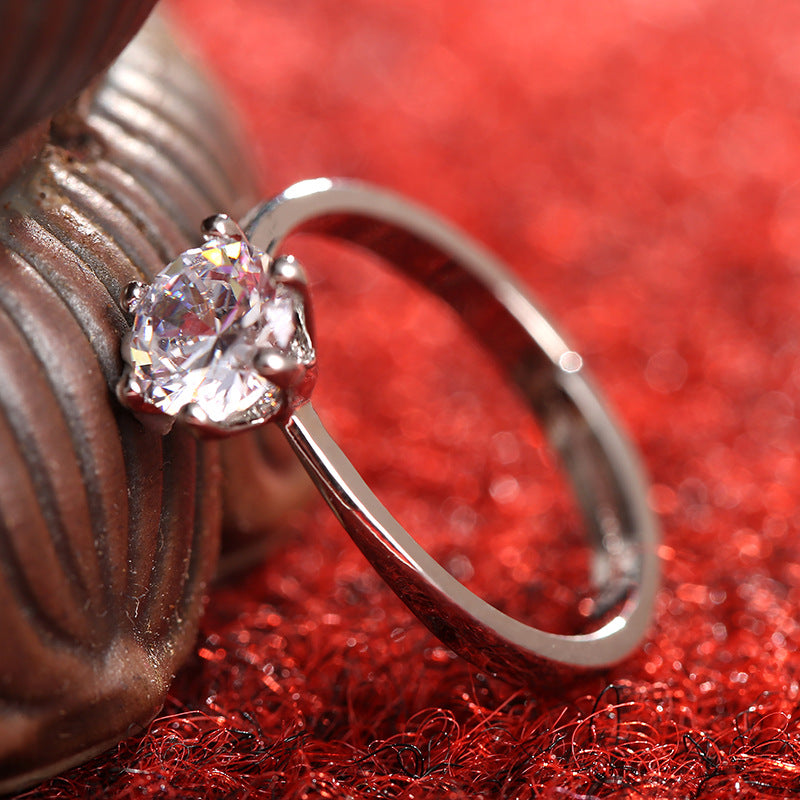 Diamantring Simulation Damenring Moissanit Partnerringe SATINE Sechs-Krappen