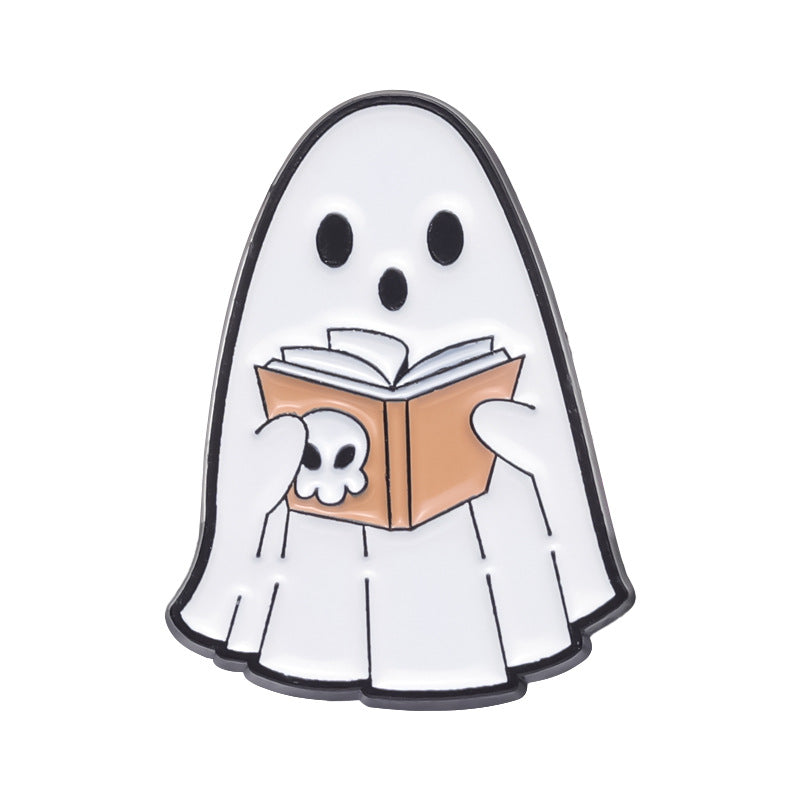 Broche de metal con forma de fantasma bonito de Halloween, accesorios de dibujos animados