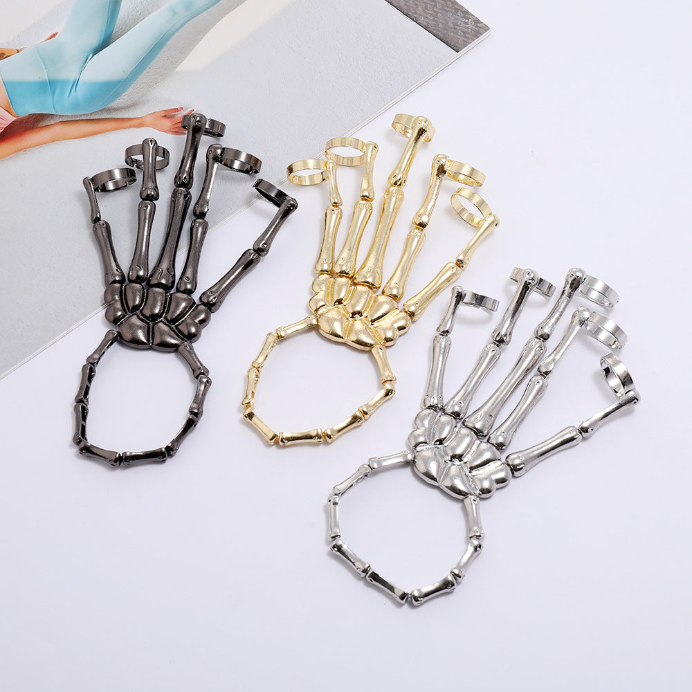 Punk übertriebene Metalltextur Doppelfinger Geisterhand Totenkopf Armband