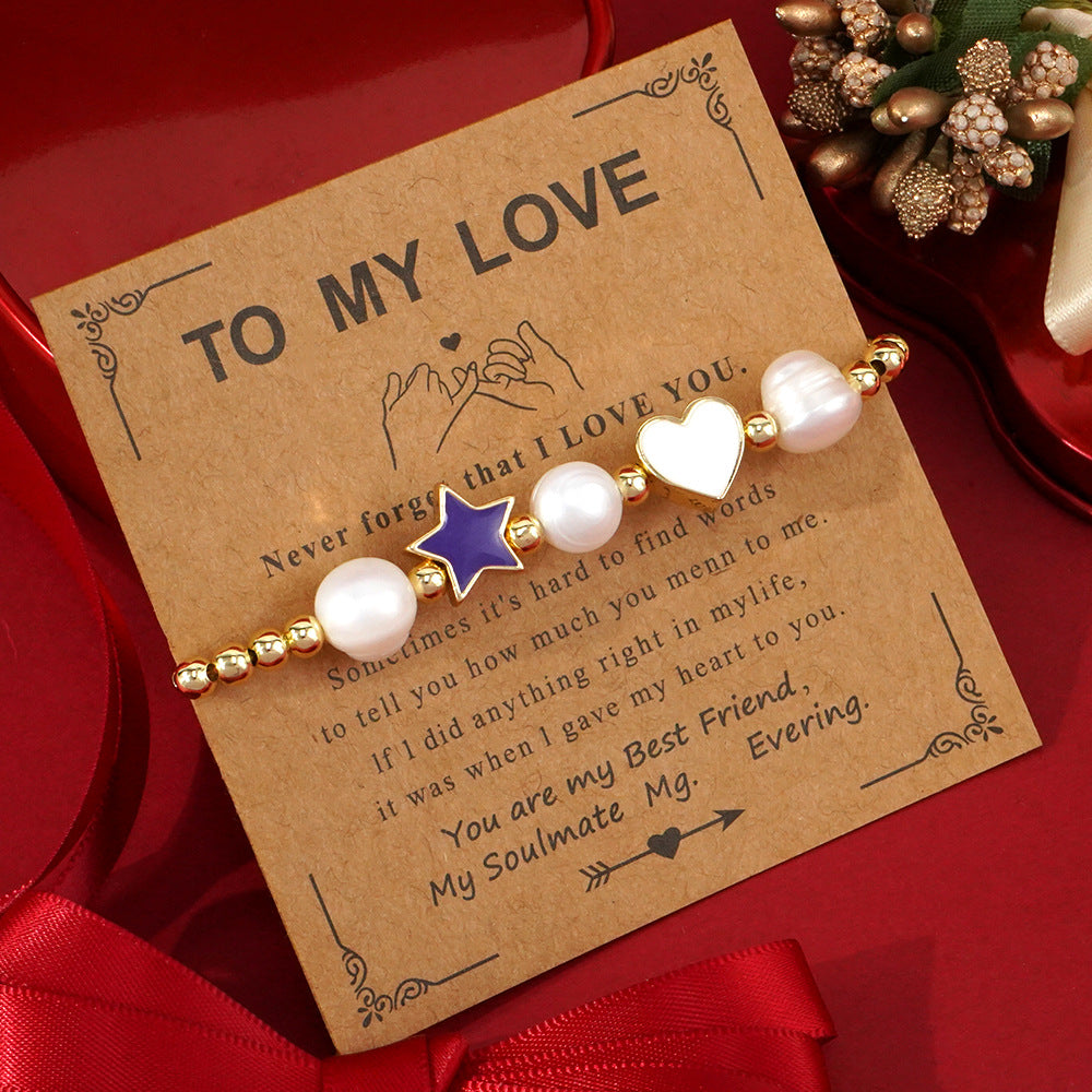 Copper Oil Drop Peach Heart Couple Bracelet Valentine's Day