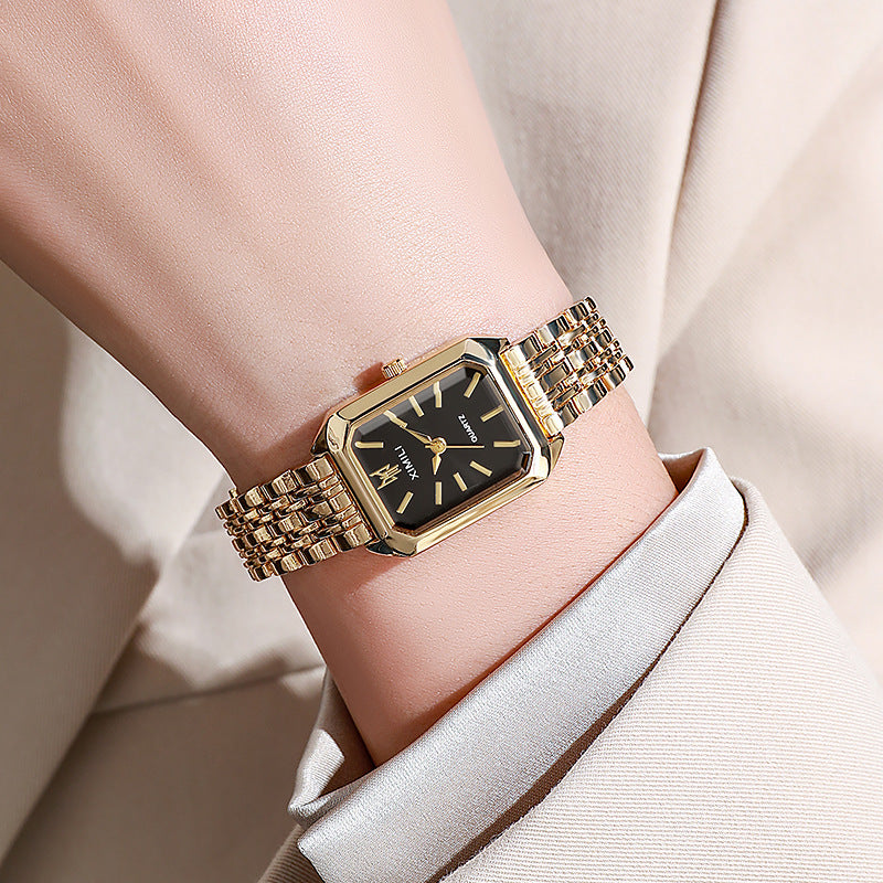 Reloj de mujer con correa de acero cuadrada, sencillo y a la moda