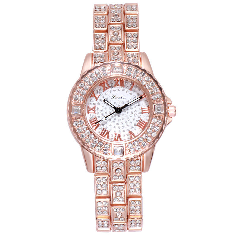 Reloj de cuarzo de aleación con diamantes de imitación simple de moda para mujer