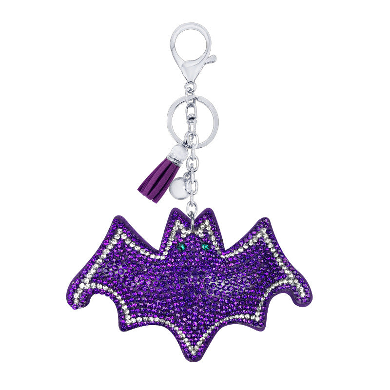 Colgante de Llavero de Murciélago de Terciopelo y Diamantes