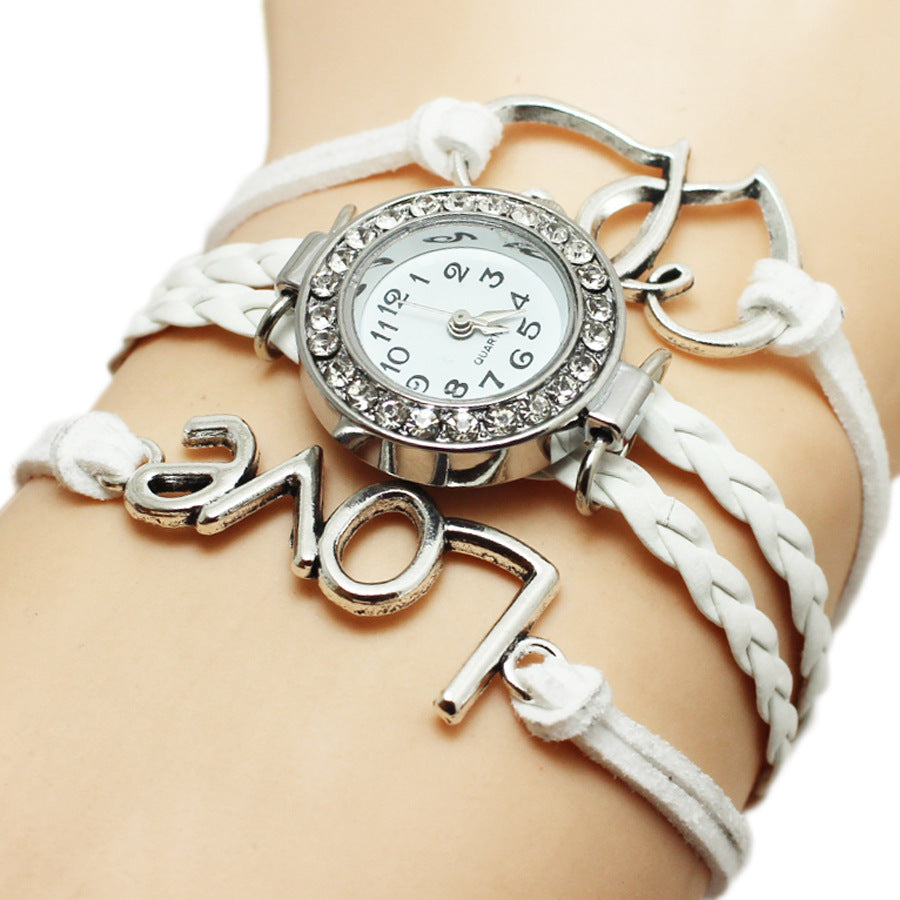 Legierung Liebe Doppelte Herzförmige Liebe Gewebte Mehrschichtige Uhr