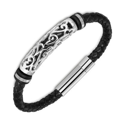Punk-Armband aus Edelstahl und Leder