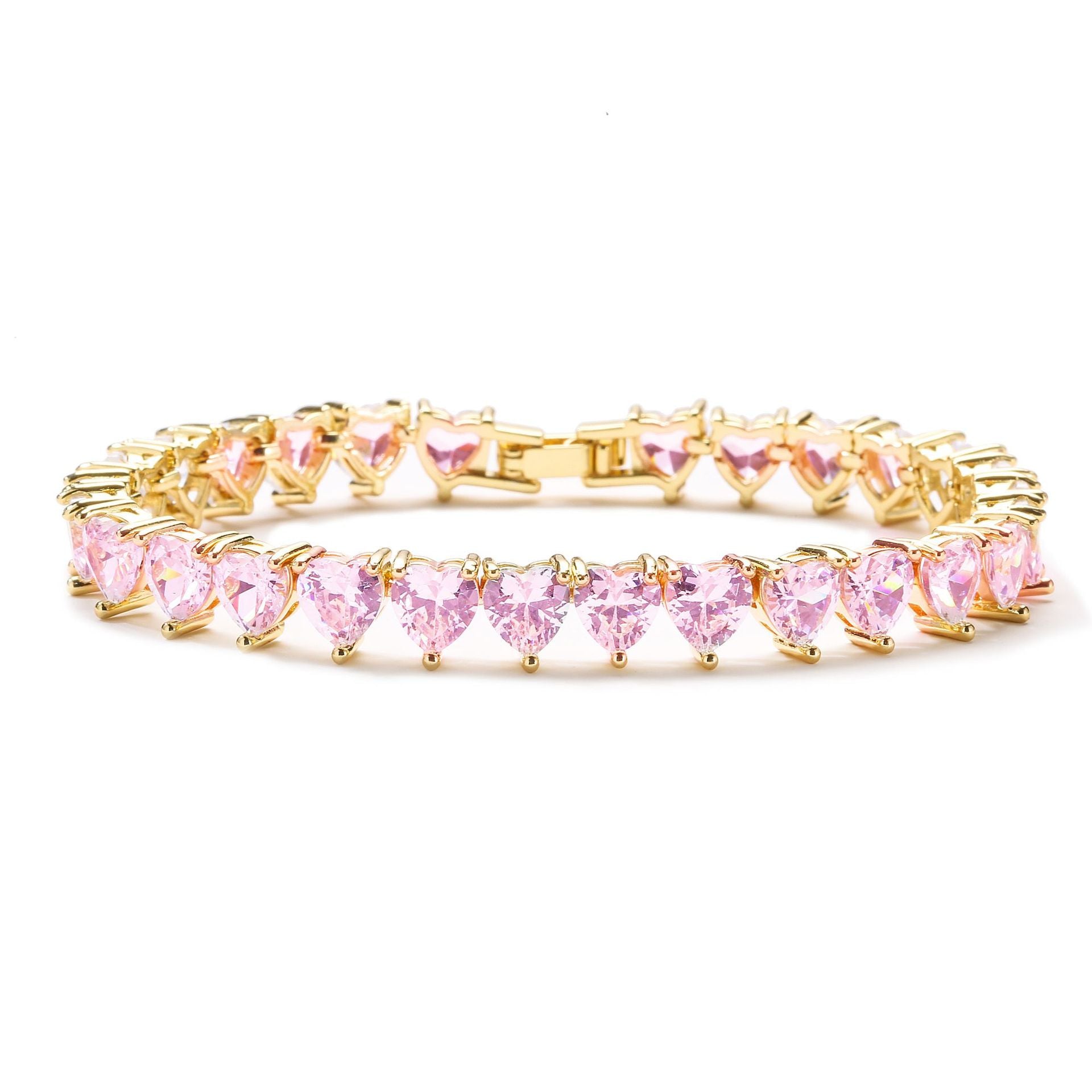 Pulsera de Lujo con Incrustaciones de Micró Circones, Corazón de Amor y Diamantes