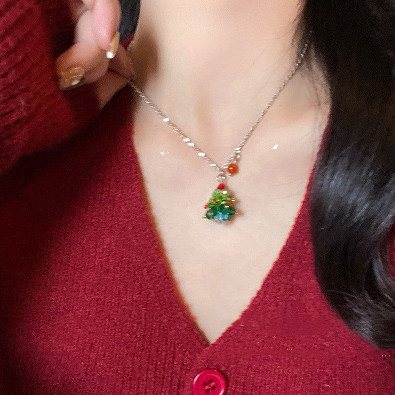 Collar colgante de árbol de Navidad para mujer