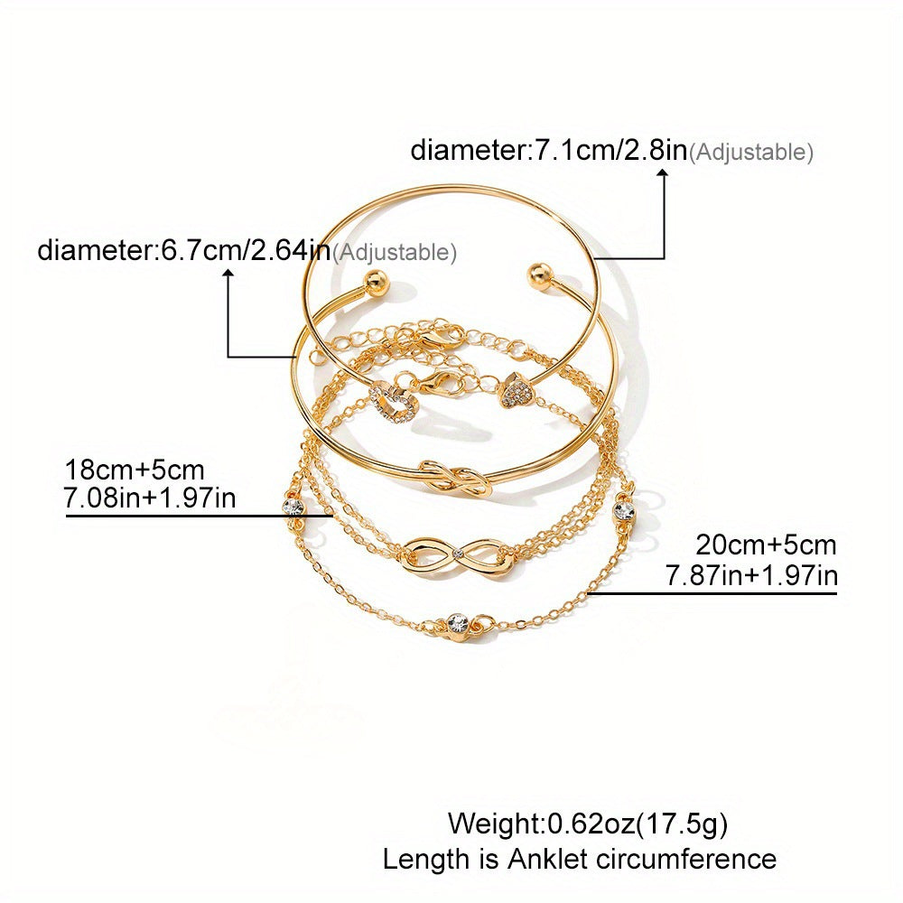 Traje de pulsera de nudo de amor de aleación
