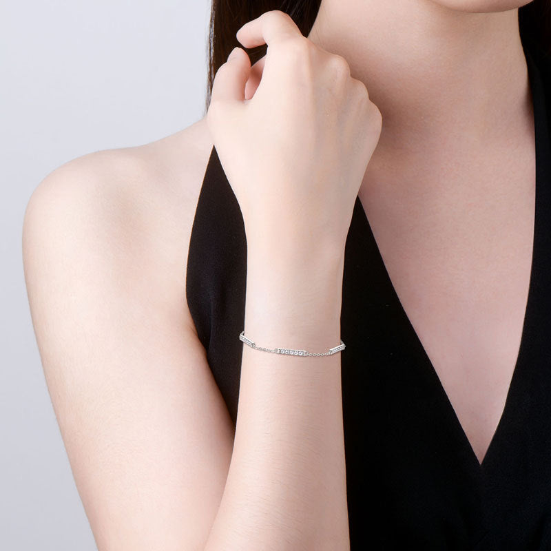 Women's Sterling Silver Simple Moissanite Bracelet