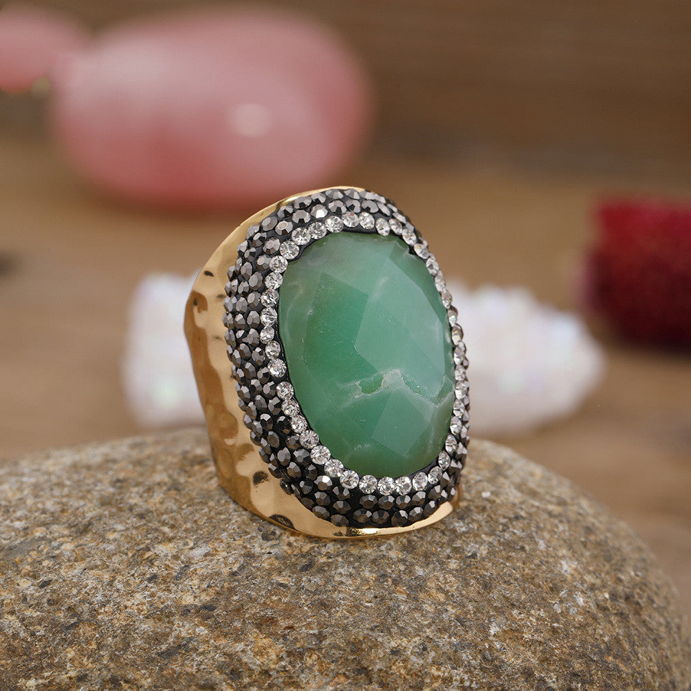 Damen Strass Natur Türkis Ring Schmuck
