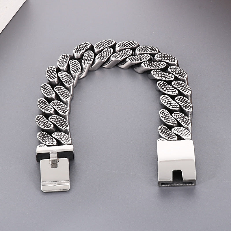 Punk Vintage Rivet Point Stainless Steel Men's Cuba