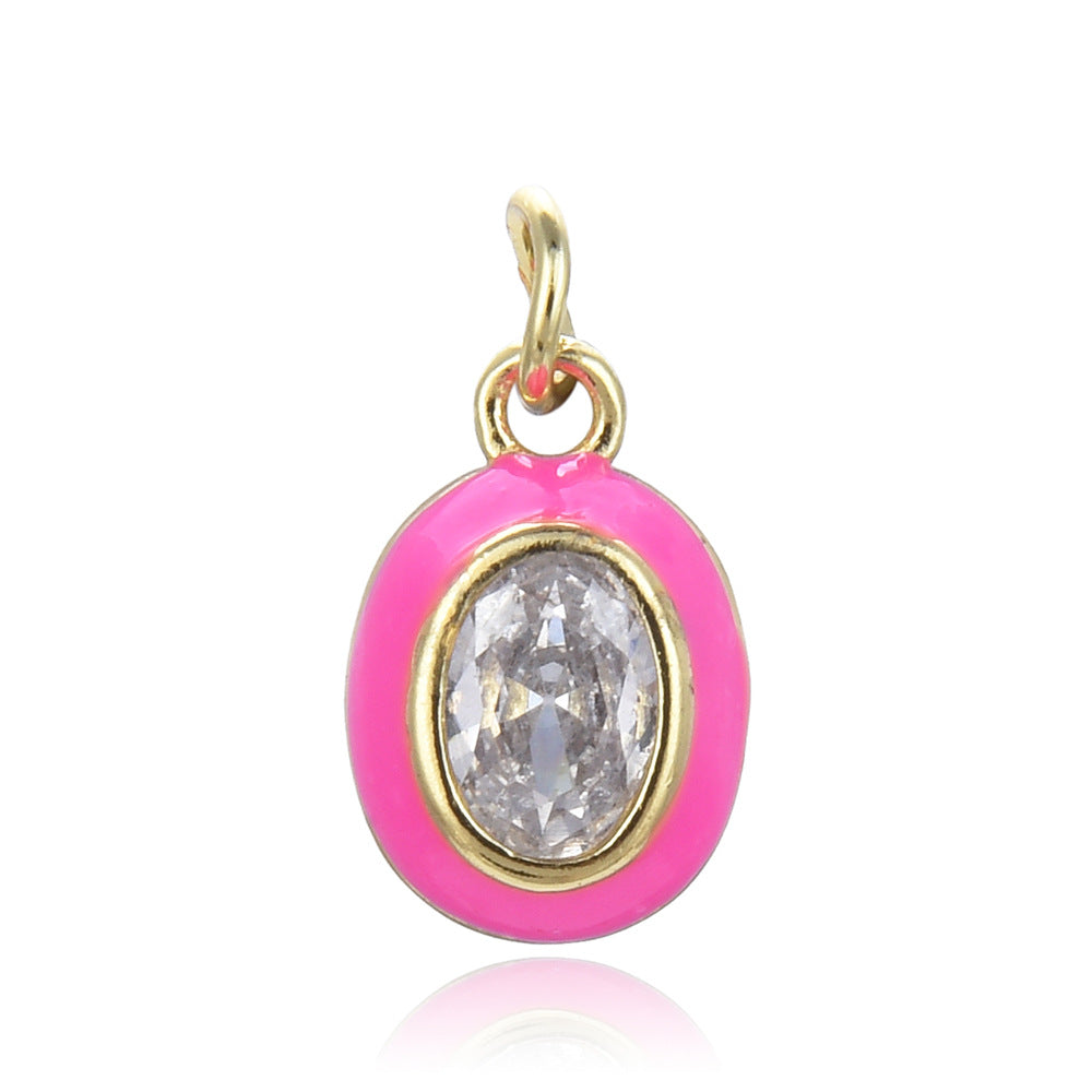 Damenmode Geometrisches Muster Oval Kupfer Mikro-Eingelegter Zirkon Gold Anhänger Halskette