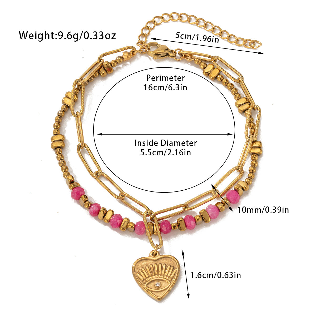 Pulsera bohemia de doble capa con cuentas de piedra natural
