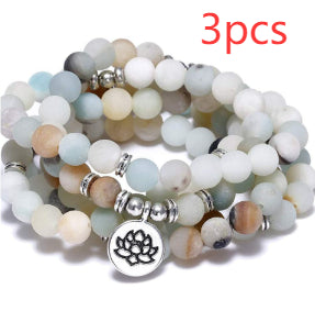 Amazon Stone Tiger Eye Stone Bracelet Necklace 108 Buddha Beads Lotus Bracelet