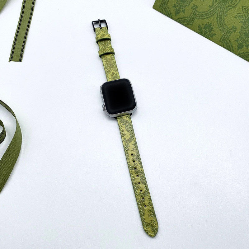 Mit grünem Lederarmband bedruckt