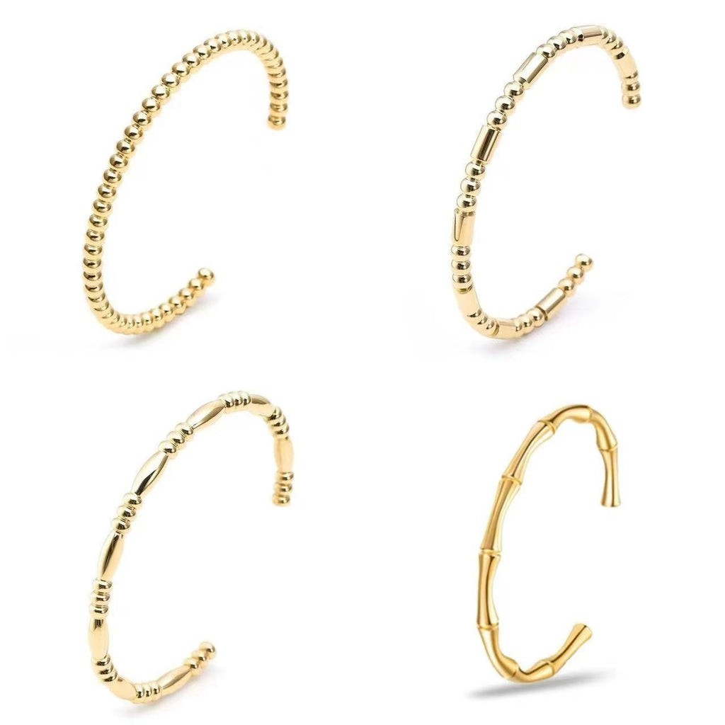 Pulsera en C con cuentas de bambú y trigo