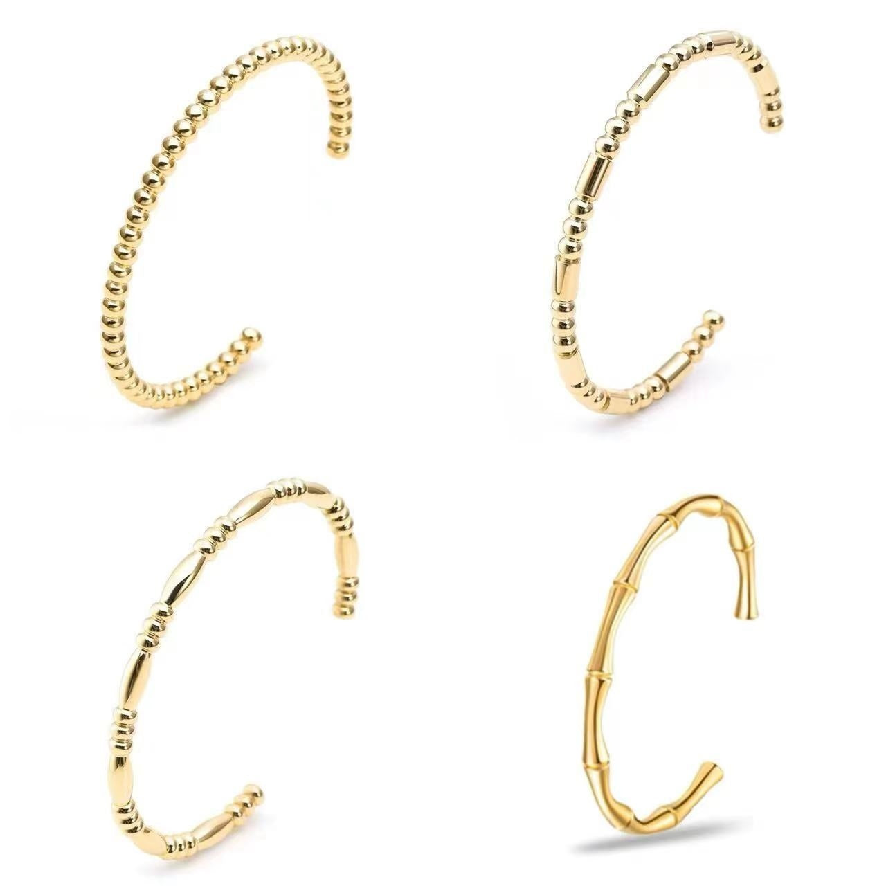Pulsera en C con cuentas de bambú y trigo