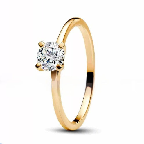 Anillo de moissanita con esquinas redondeadas Wind, oro de 18K