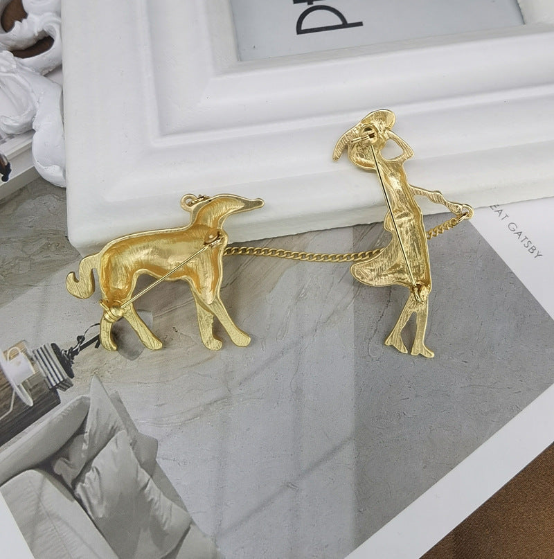 Schmuck Matte Gold Dog Walker Kollektion Brosche