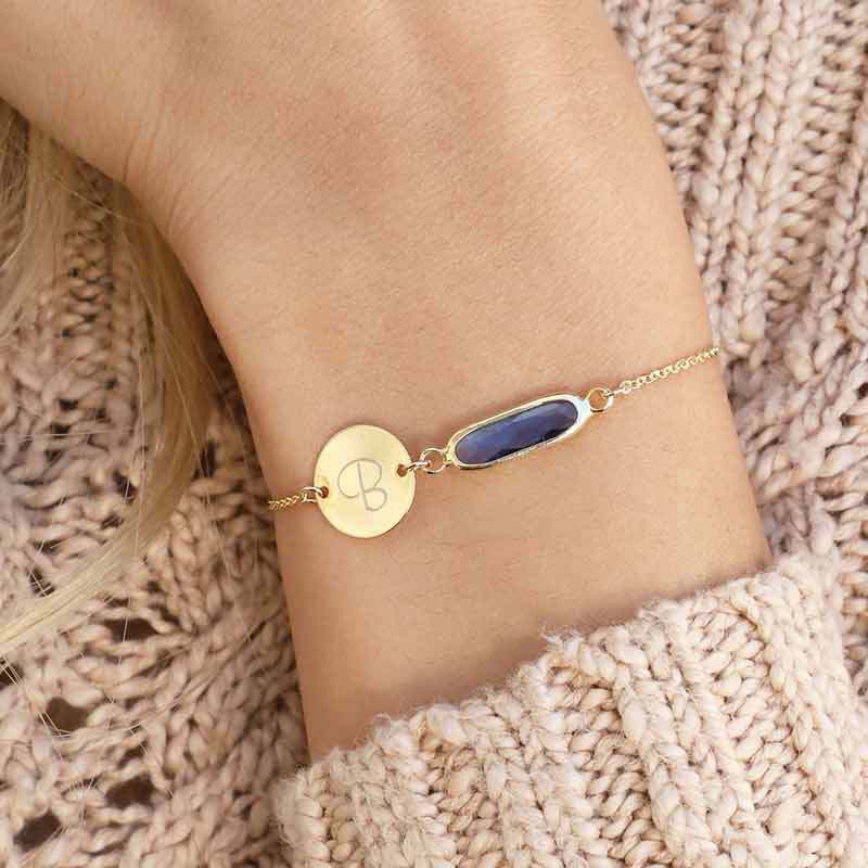 Exquisita Pulsera de Oro con Letras para Mujer