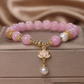 Natursteinarmband für Damen mit Lotus-Anhänger