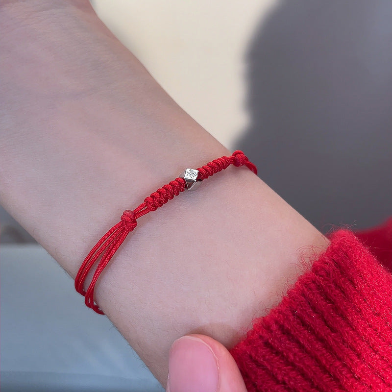 Pulsera Tejida Vintage S925 con Carácter Fu