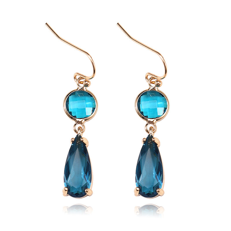 Pendientes de cobre con cristal K9 multicolor de diseño geométrico