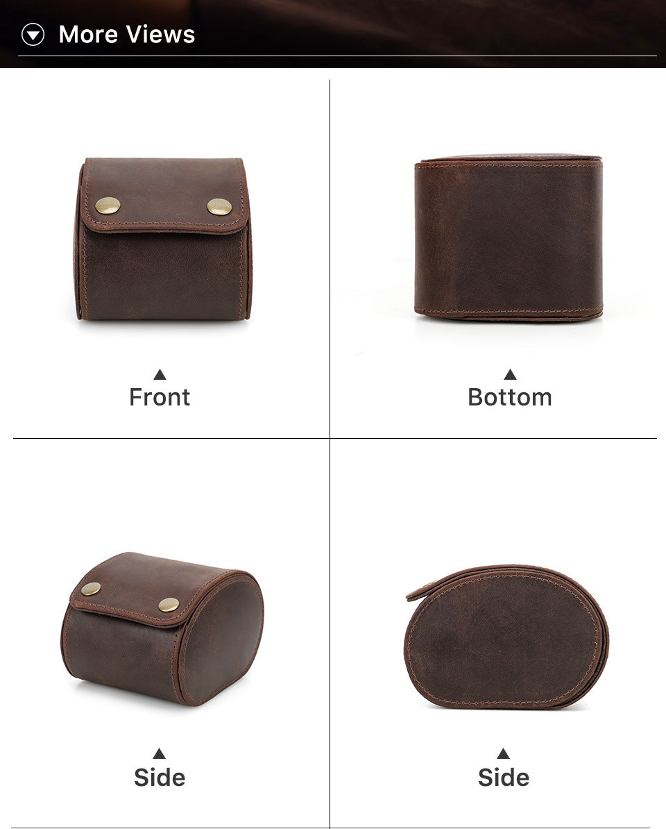 Caja de cuero individual para relojes, estuche portátil para guardar relojes