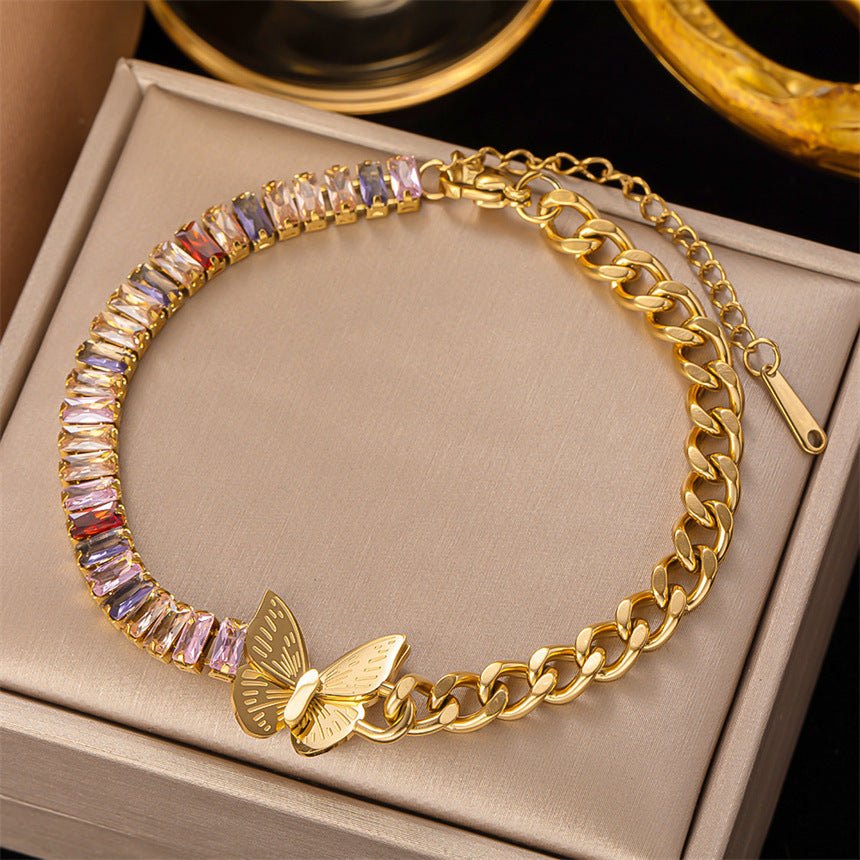 Elegante personalidad, cadena de diamantes rectangular, brillante tridimensional