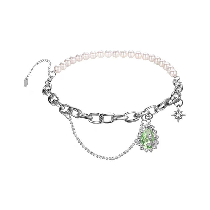 Damenmode Strass Spleißen Perlenkette