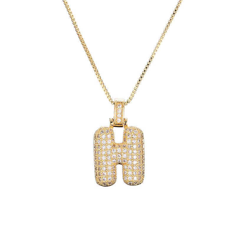 Schlüsselbeinkette Kupfer Mikro-intarsierte Zirkon 26 Buchstaben-Anhänger-Halskette für Frauen Geburtstag Schmuck Geschenke