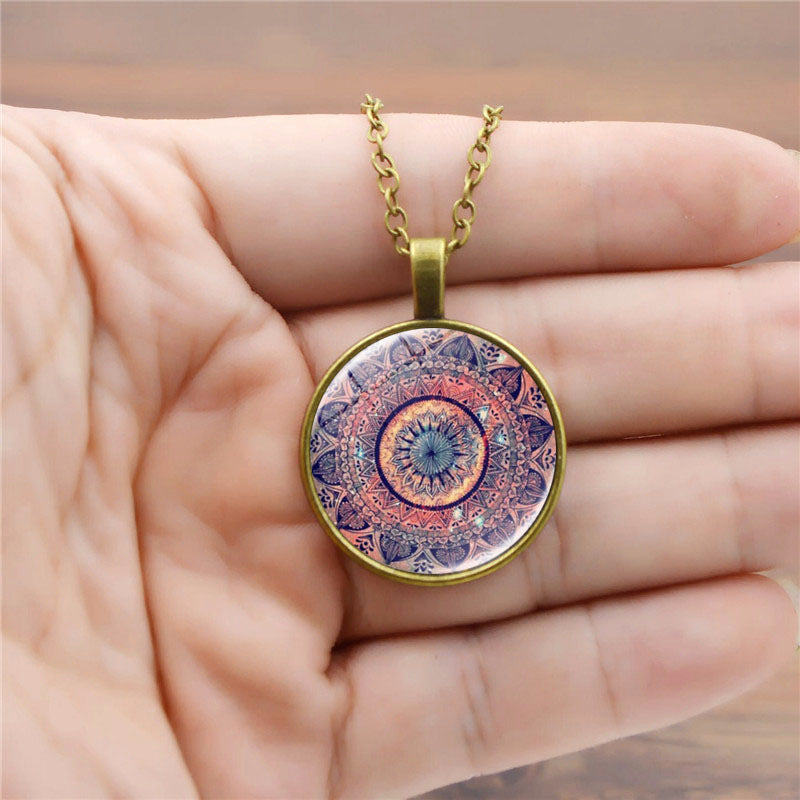 Yoga Mandala Blume Zeit Edelstein Halskette