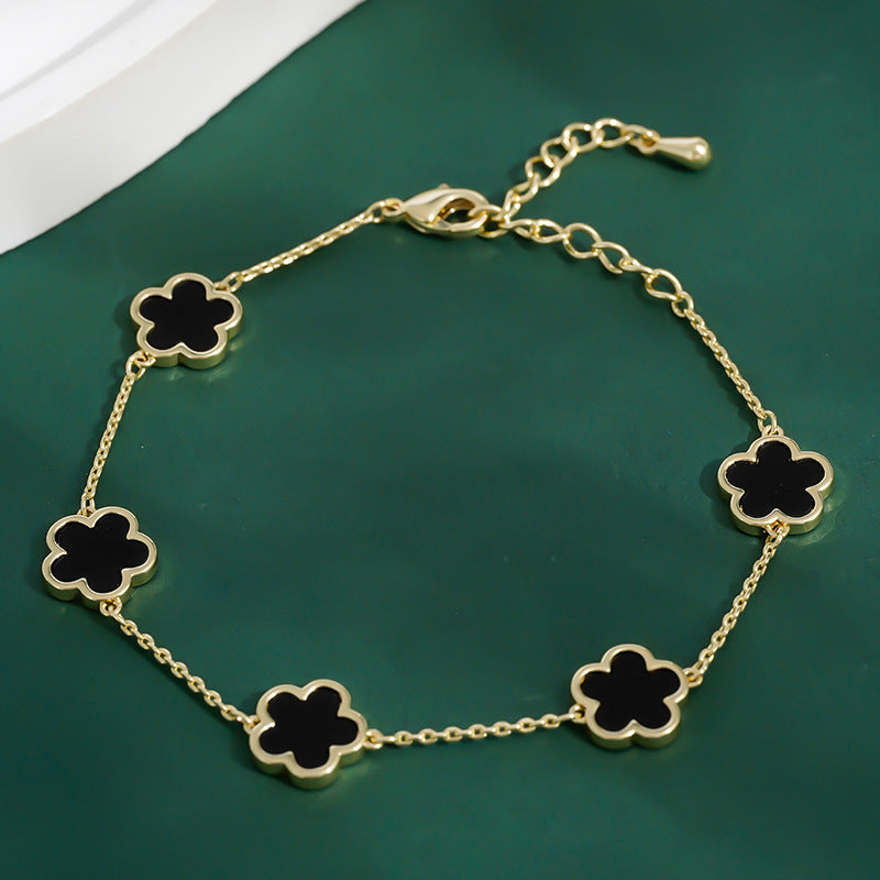 Echt vergoldetes Fünf-Blüten-Armband für Frauen