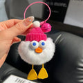 Bonito llavero colgante de coche con patito de piel sintética de conejo Rex