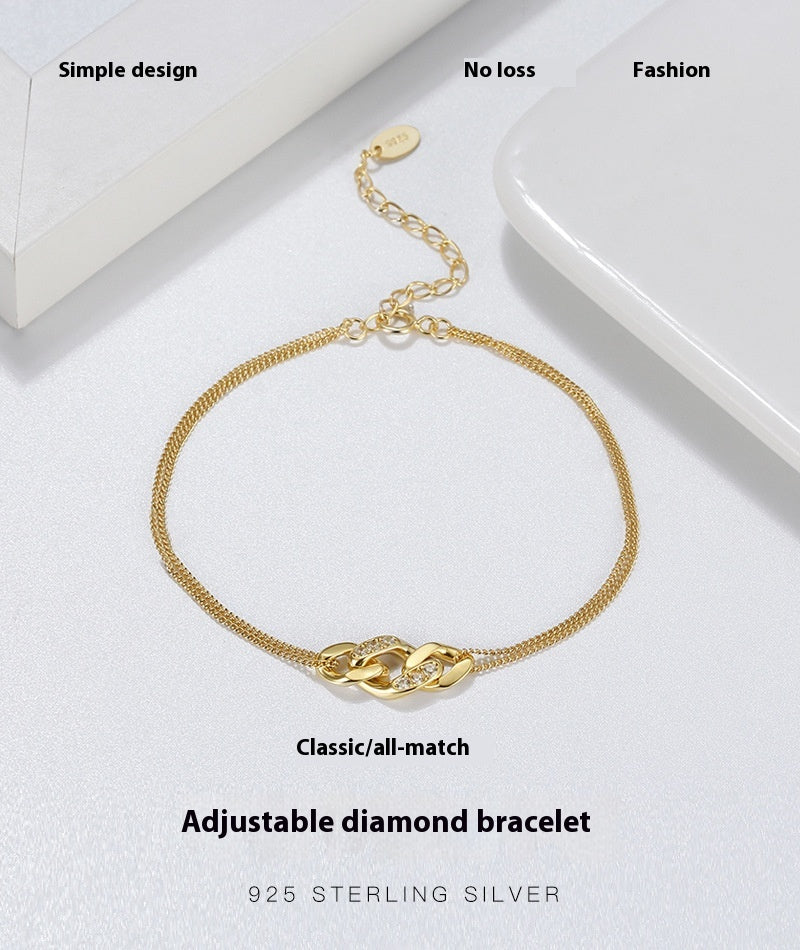 Zirkonia-Diamant-Schmuck Verstellbares verdrehtes Armband-Ornament