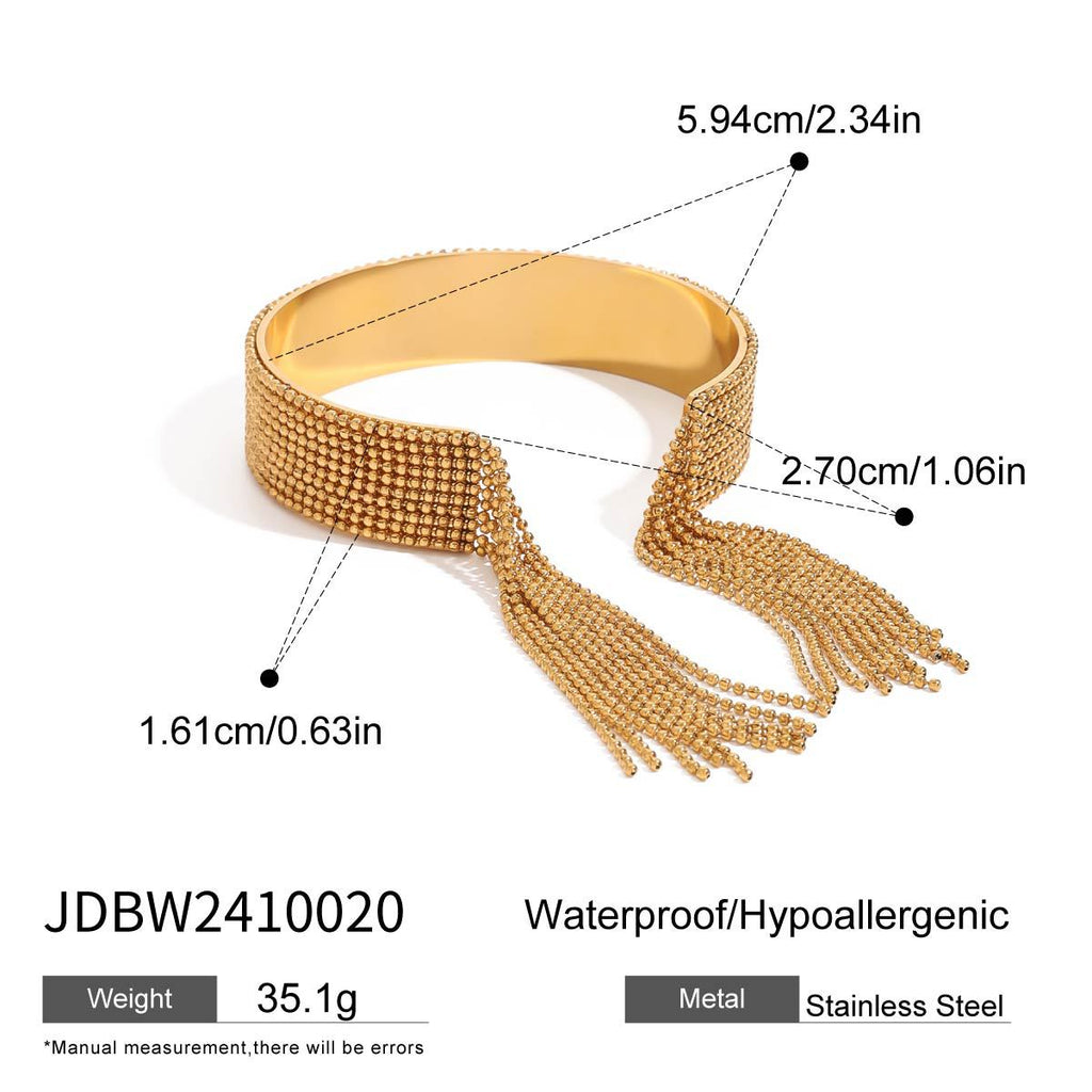 Pulsera de borla abierta de acero inoxidable nicho