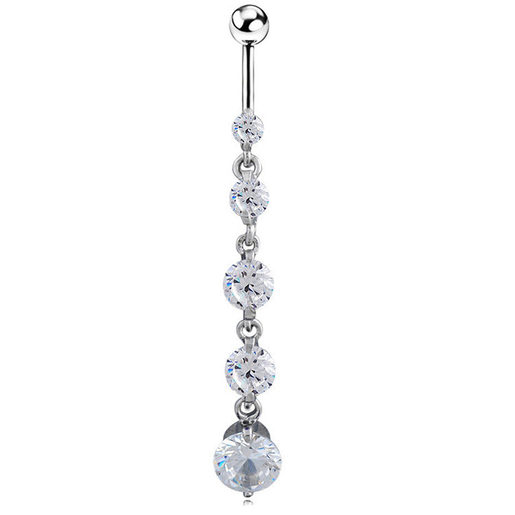 Piercing de ombligo con forma de corazón con gema de cristal
