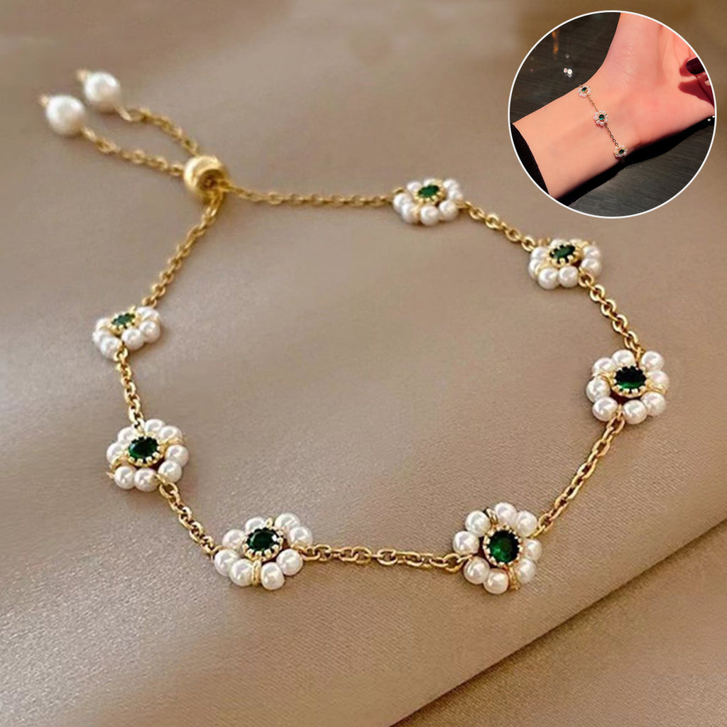 Perlenblumen-Armband, vielseitig kombinierbar, modisches verstellbares Kettenarmband
