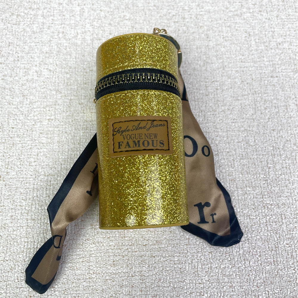 Bolsa de Lápiz Labial con Bola de Pelo, Pulsera, Llavero, Set de Pulseras