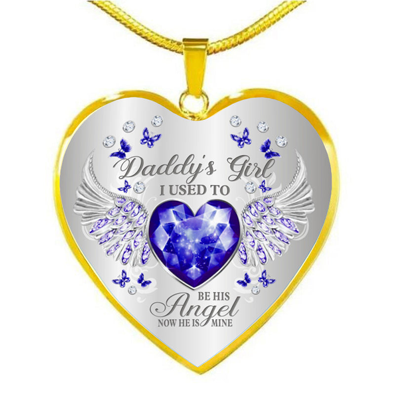 Collar de epoxy con colgante de corazón y alas de ángel con piedra de nacimiento de 12 colores