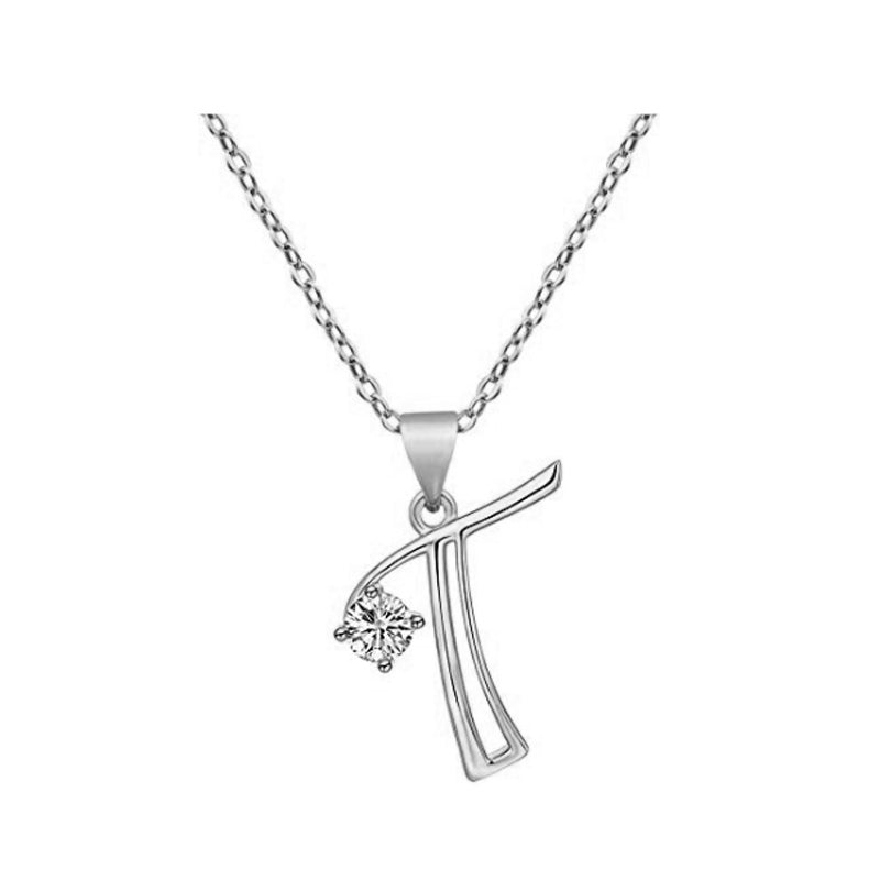 Cubic Zircon Alphabet Pendants Silver Color Letter Pendant Necklace